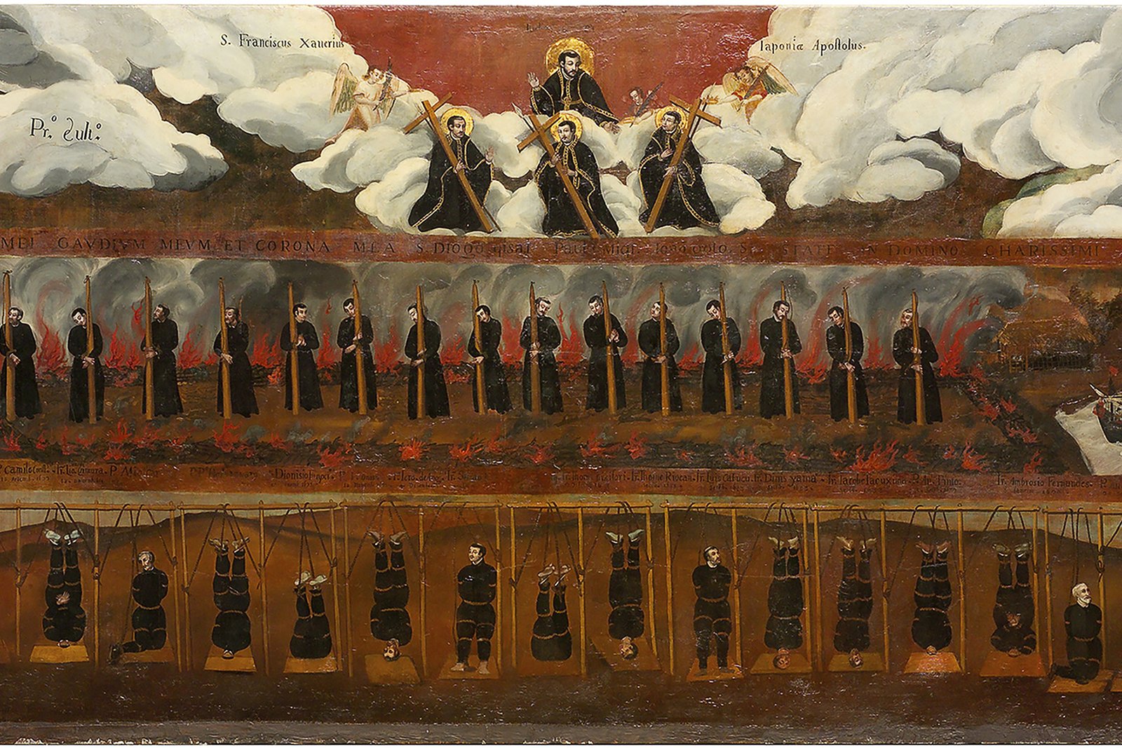A 17th-century painting depicting the martyrdom of Saint Paul Miki and his companions, Christian missionaries executed in Nagasaki, Japan.
